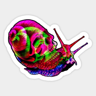 Neon Snail Skull Sticker